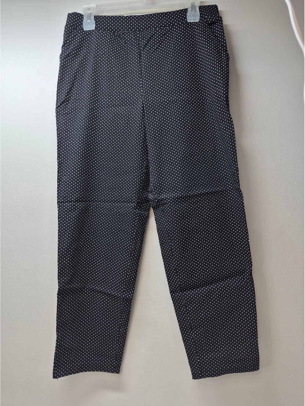 HUE Women's Black and White Polka Dot Stretch Pants Size Large B344